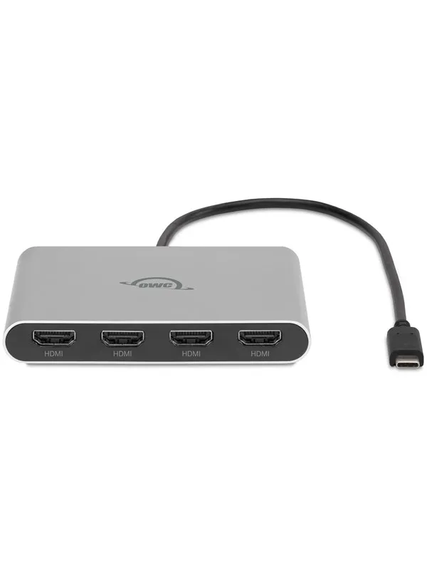 OWC USB-C Quad HDMI 4K Display Adapter with DisplayLink USB-hub - 4 porter - Sølv