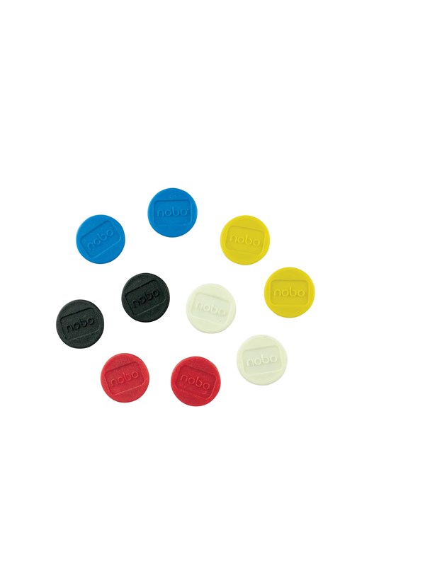 Nobo  Whiteboard magneter 13 mm, pakke med 10 stk. Assortert