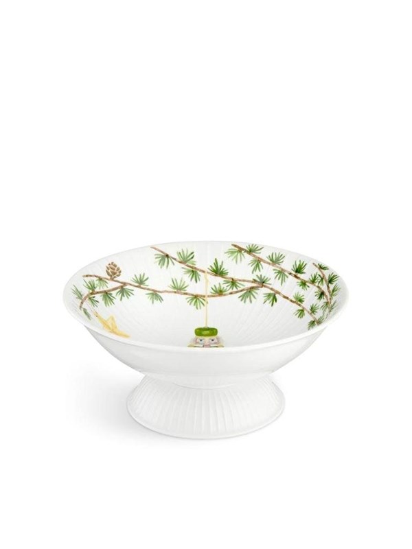 Kähler Hammershøi Christmas Bowl on stand Ø23 cm - White w. deco