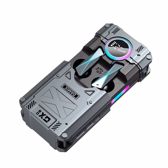 DX08 Støydempende Trådløse Hodetelefoner Mekaniske TWS Bluetooth Gaming - Grå