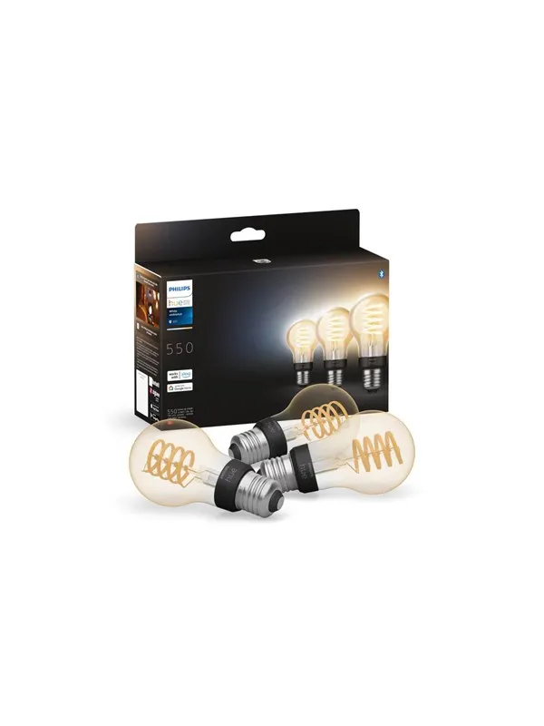 Philips Hue White Ambiance Filament A60 E27 Standard - 3-pakning