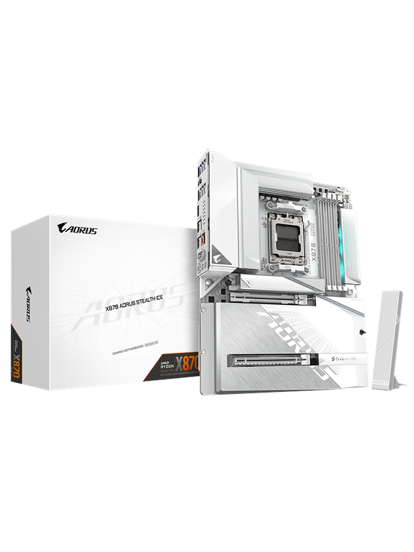 GIGABYTE X870 AORUS STEALTH ICE Hovedkort - AMD X870 - AMD AM5 socket - DDR5 RAM - ATX