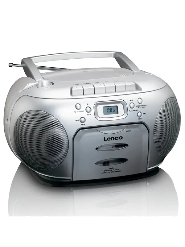 Lenco SCD-420SI - Portable FM Radio CD- Cassette player - FM - Stereo - Sølv