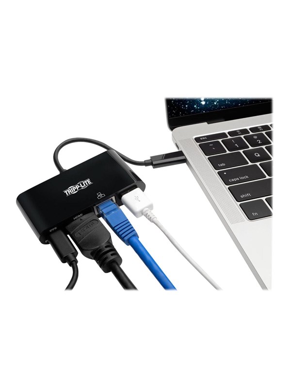 Eaton Series USB C to HDMI Multiport Video Adapter Converter w/ USB-A Hub USB-C PD Charging Port &amp; Gigabit Ethernet Port Thunderbolt 3 Compatible USB Type C to HDMI USB Type-C