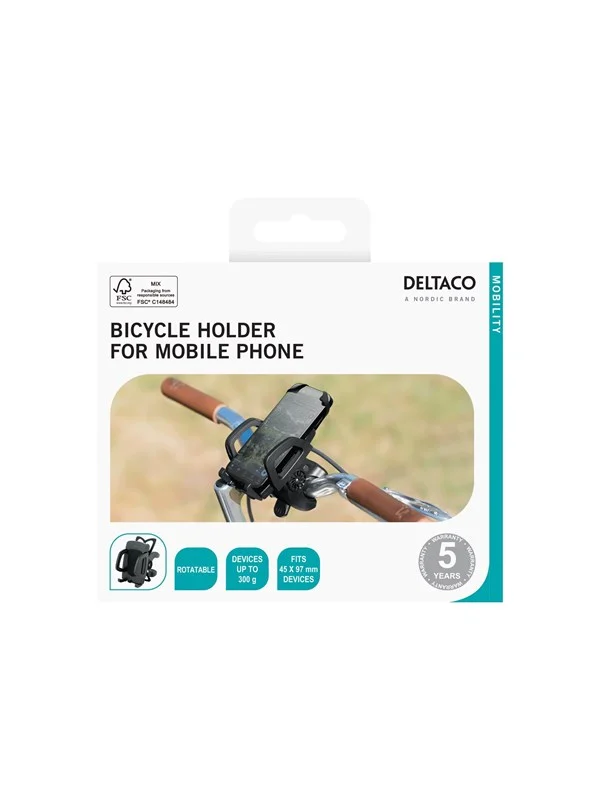 Deltaco ARM-B100 - bike holder for mobile phone - detachable holds up to 300g