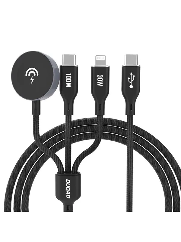 Dudao Apple Watch  A12Max+ PD 100W 3in1 Charger Cable: USB-C Lightning 1.2m - Black