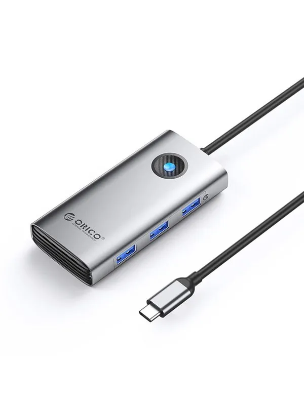 ORICO PW11 6in1 USB-C Docking Station 3x USB-A 3.0 1x USB-C PD 100W 1x HDMI 4K 30Hz 1x RJ45 2.5G Ethernet - Gray USB-hub - USB 3.0 - 6 porter - Grå