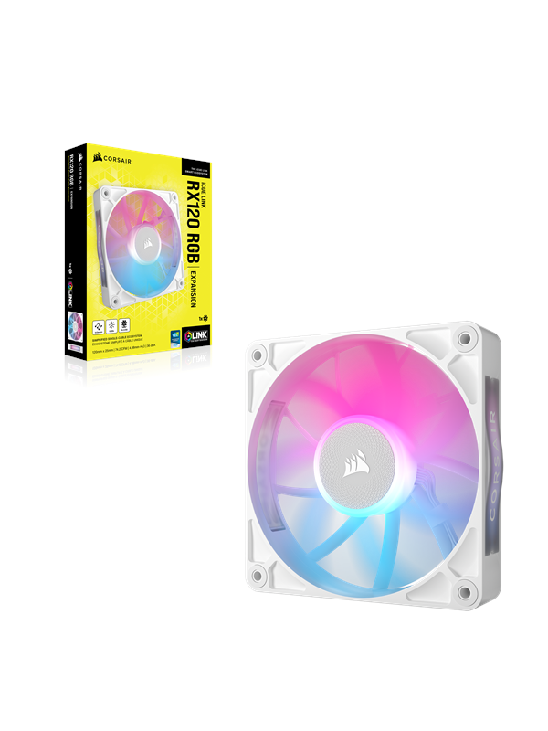Corsair iCUE LINK RX120 RGB - Kabinettvifte - 120mm - Hvit med RGB-lys - 36 dBA