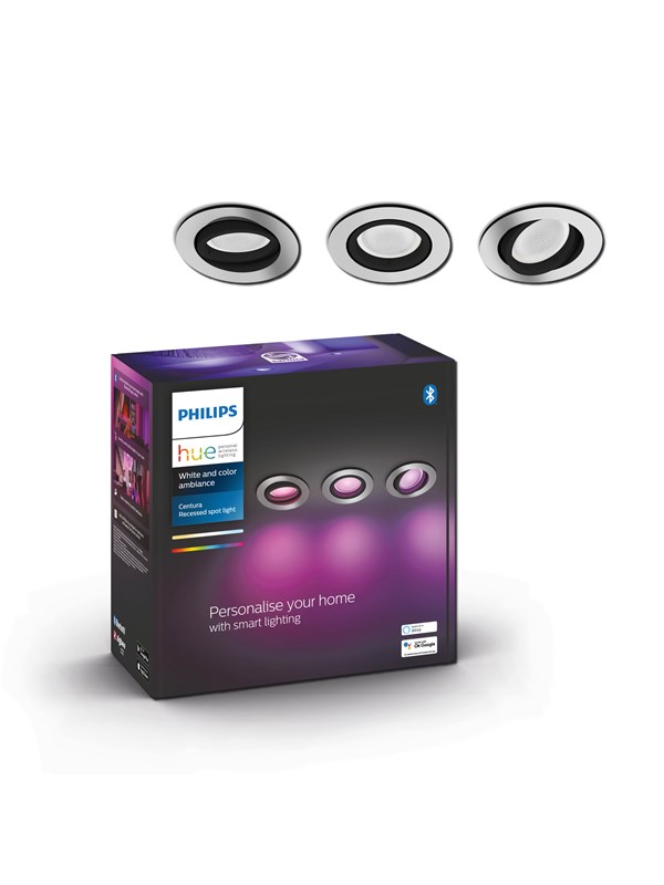 Philips Hue Centura Innfelt Spot - Rund - Aluminum - 3-pakning