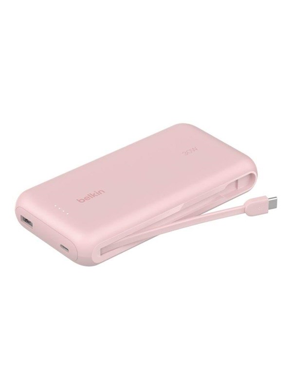 Belkin BoostCharge power bank - with integrated cable - 2 x USB-C USB - 30 Watt - MFI Certified Nødlader - 20000 mAh