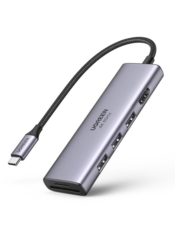 UGREEN 6-In-1 Usb C Hub 4k@60hz USB-hub - 6 porter - Sølv