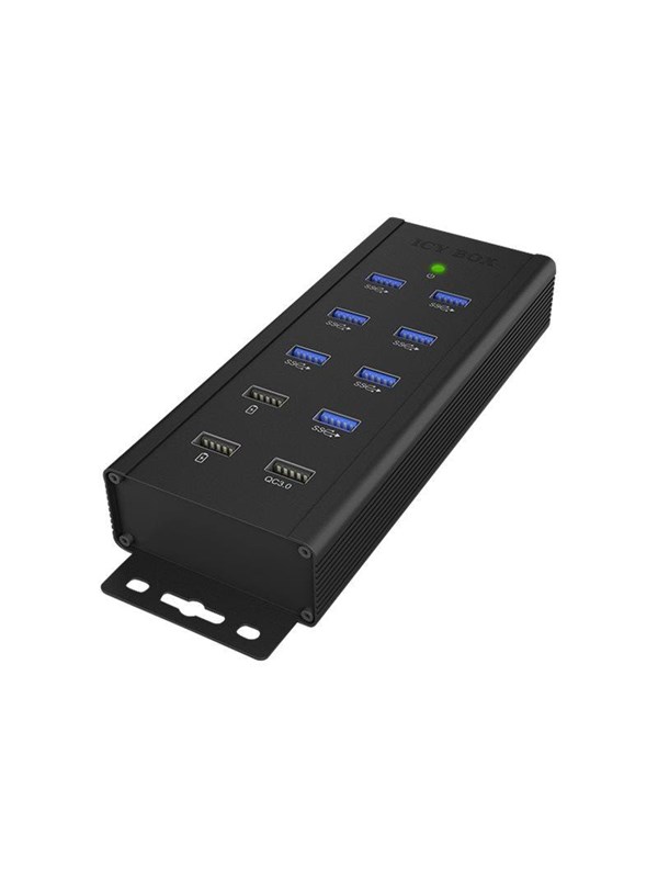 ICY BOX 7-Port - USB 3.0 USB-hub - USB 3.2 - 7 porter - Svart
