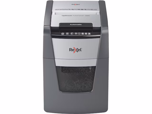 Rexel Makuleringsmaskin Optimum AutoFeed+ 100X automatisk krysskutt P4