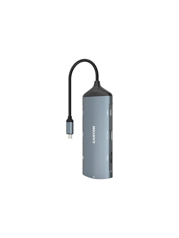 Canyon DS-15 8-i-1 USB-C Hub 4K, Mørkegrå USB-hub - Grå