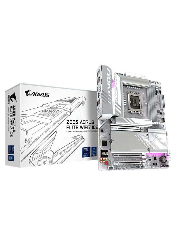 GIGABYTE Z890 AORUS ELITE WIFI7 ICE Hovedkort - Intel Z890 - Intel LGA1851 socket - DDR5 RAM - ATX