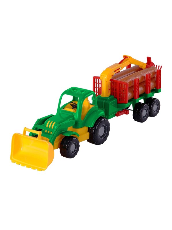 Cavallino Toys - Tractor with Trailer and Wood 61cm