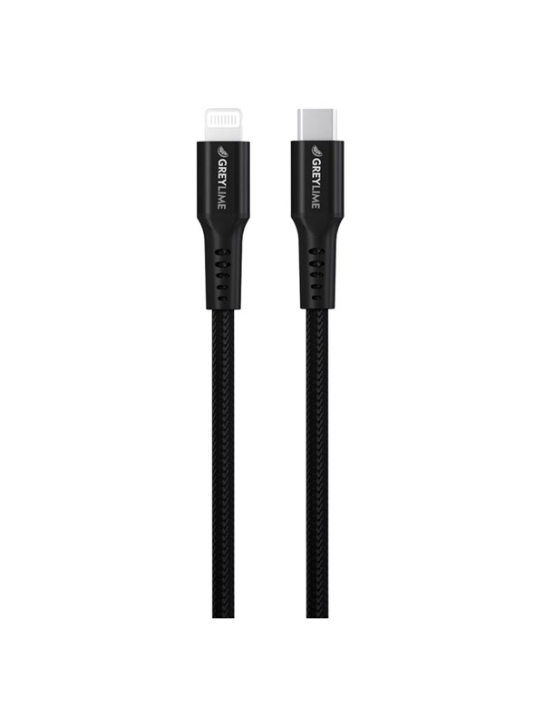 GreyLime Braided USB-C to Lightning Cable Black 3 m