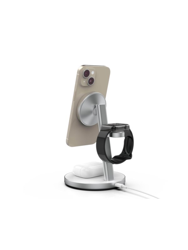 Mobile Origin Qi2 PowerStand  3in1 with GAN adapter 35W - white/silver