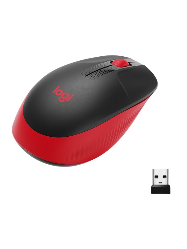 Logitech M190 Full-size Wireless Optical PC Mouse - Red - Mus - Optisk - 3 knapper - Rød