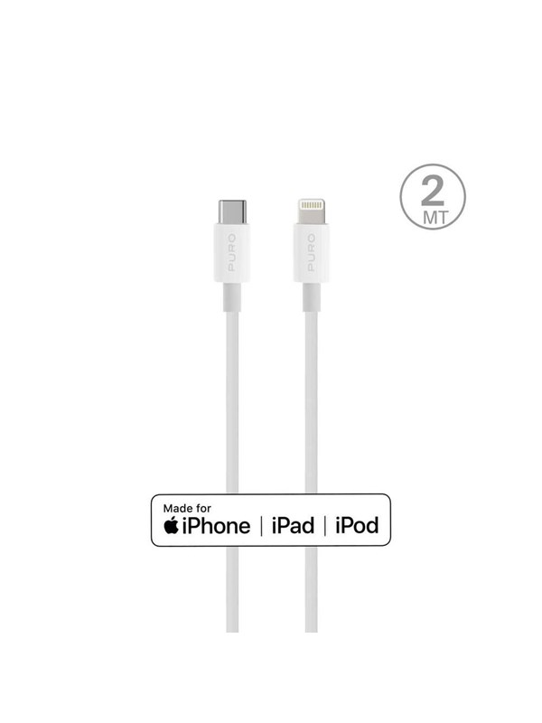 Puro Plain Cable for Apple with MFI USB-C - Lightning 2.0 2.4A 2m - White