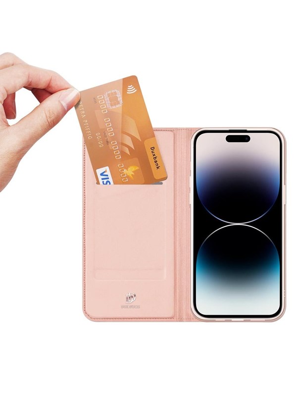 Dux Ducis iPhone 15 Pro Max Flip Case and Wallet  Skin Pro - Pink