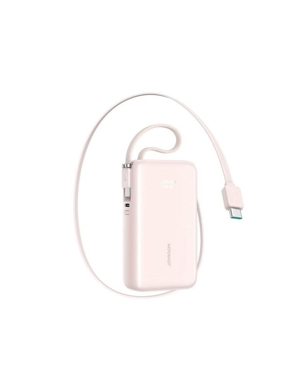 Joyroom JR-PR2L 10000mAh 35W Power Bank with Built-in Retractable USB-C Cable and USB-C Lanyard Cable - Pink Nødlader - Rosa - 10000 mAh