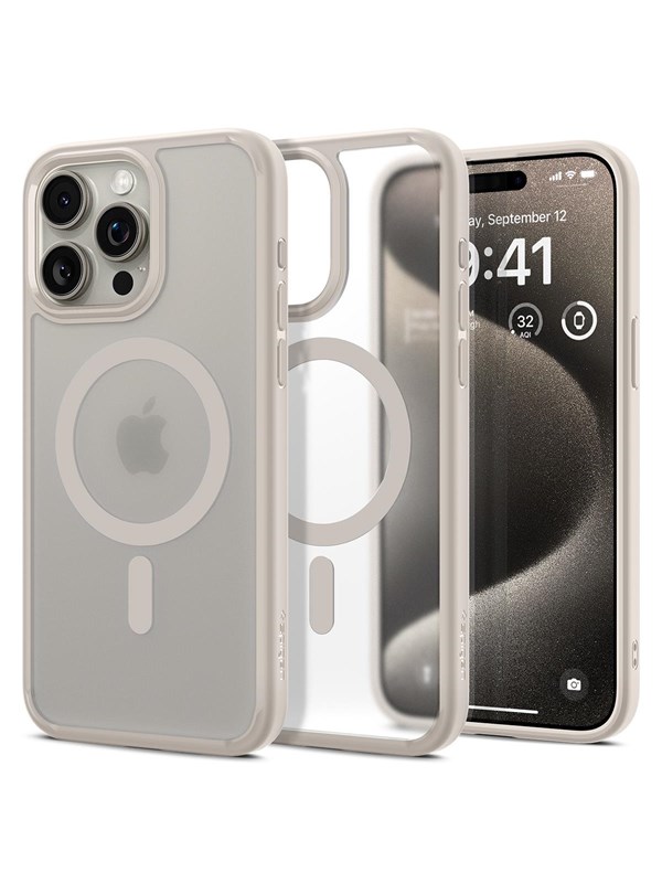 Spigen Ultra Hybrid MagSafe - frost natural titanium - iPhone 15 Pro Max