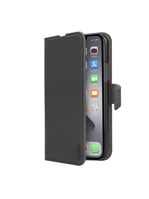 SBS Book Wallet Case with stand function for iPhone 14/13 - Black