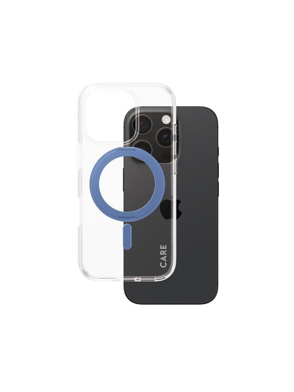CARE by PanzerGlass Feature Case Transparent w. Blue Kickstand &amp; MagSafe iPhone 16 Pro