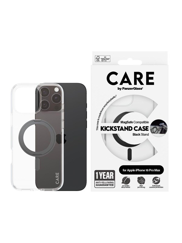 CARE by PanzerGlass Case Feature Black Kickstand &amp; MagSafe iPhone 16 Pro Max