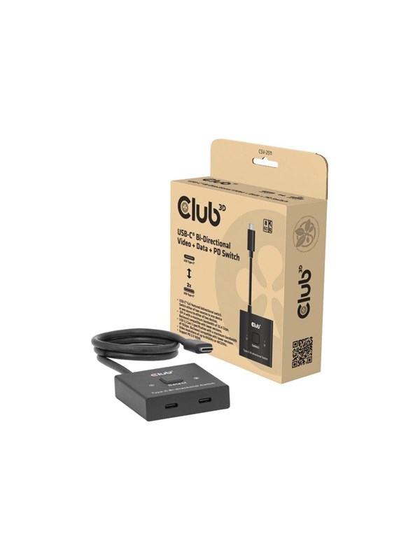 Club 3D CSV-2511 - video switch - bi-directional + data + PD - 2 ports