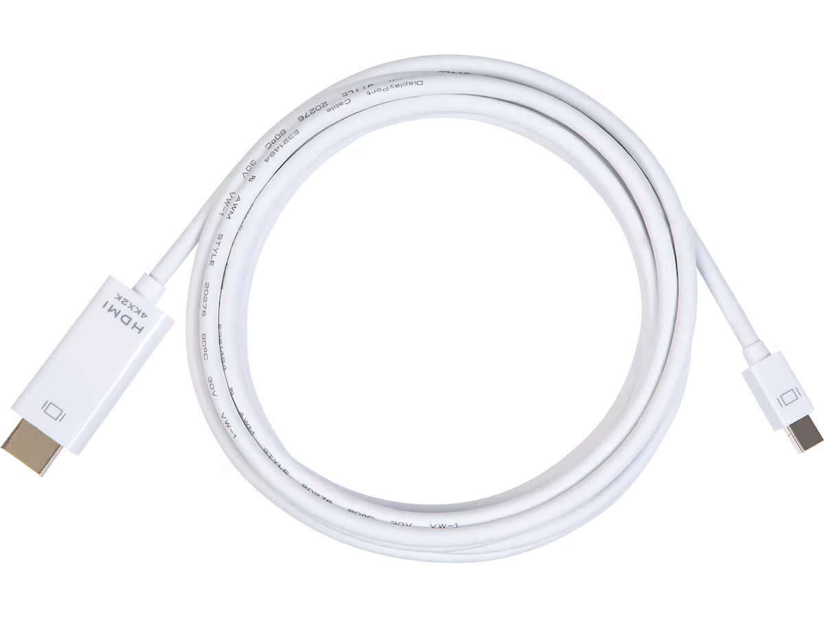 Mini DP til HDMI kabel 3m (hvit)