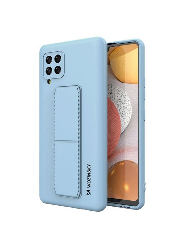 Wozinsky Kickstand Case Silicone Case with Stand Samsung Galaxy A42 5G Light Blue