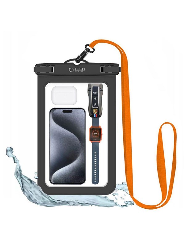 Tech-Protect Waterproof Case UWC9 Waterproof for Devices up to 8.9" - Black &amp; Orange