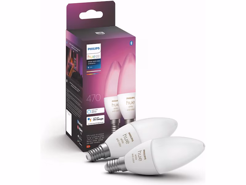 Philips Hue White and color ambiance 2-pakning E14
