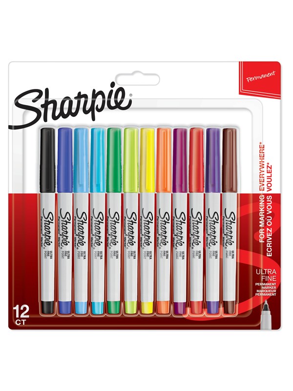 Sharpie Permanent Markers | Ultra Fine Point | Assorted Colours | 12 Count