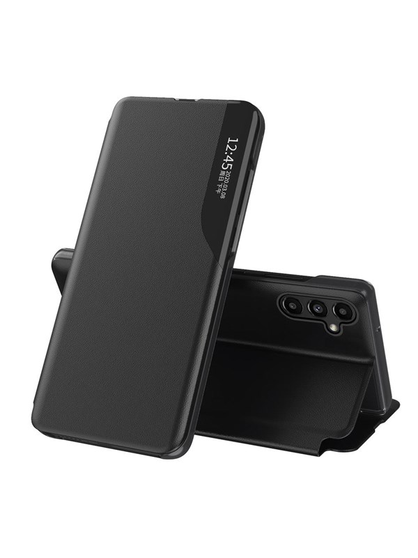 Hurtel Eco Leather View Case for Samsung Galaxy A14 with a Flip Stand Black