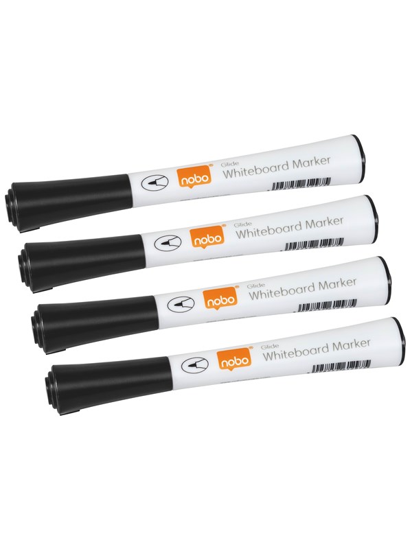 Nobo Glide whiteboardpenner tynn tupp, pakke med 4 stk.