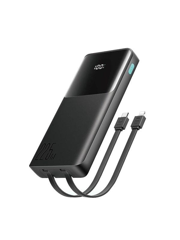 Joyroom JR-PBF19 22.5W 10000mAh Powerbank with Two Built-in Cables - Black Nødlader - Svart - 10000 mAh