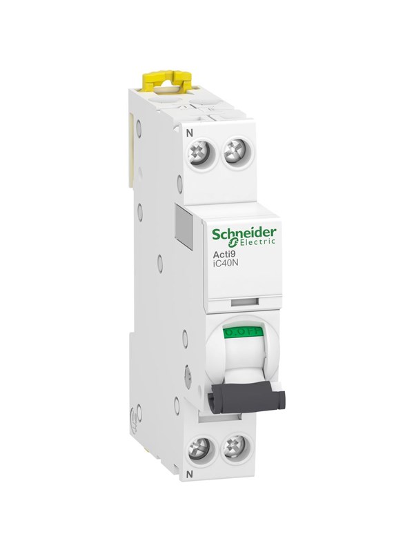 Schneider Electric Acti9 circuit breaker 1p + n 16a 230v 10.6 ka c-characteristic single terminal width 18 mm.