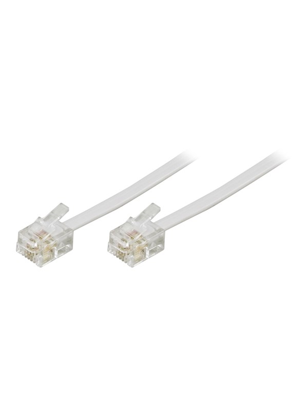 Deltaco DEL-163F - phone cable - 10 m - white - Hvit - 10 meter