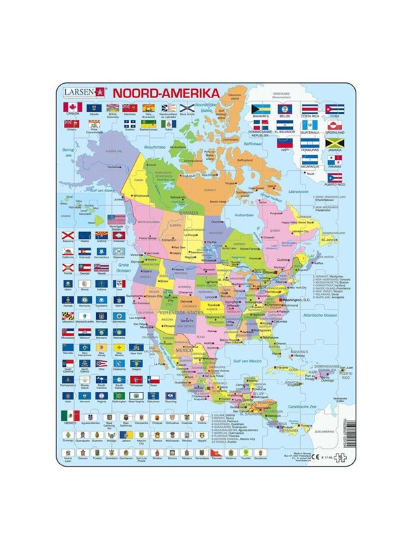 Selecta Play Larsen Jigsaw Puzzle Map North America with States and Flags 70 pcs. Gulv
