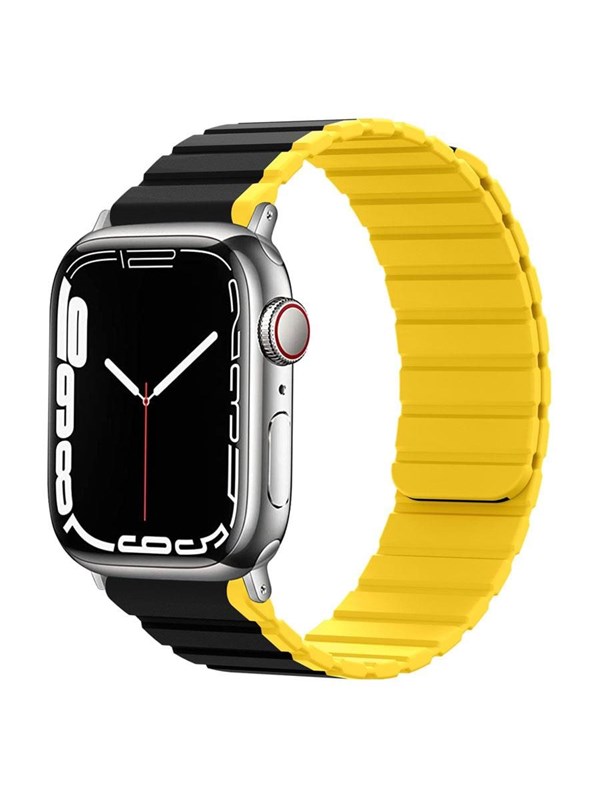 Lippa Apple Watch Magnetic Silicone Strap 42/44/45/49 - Black / Yellow