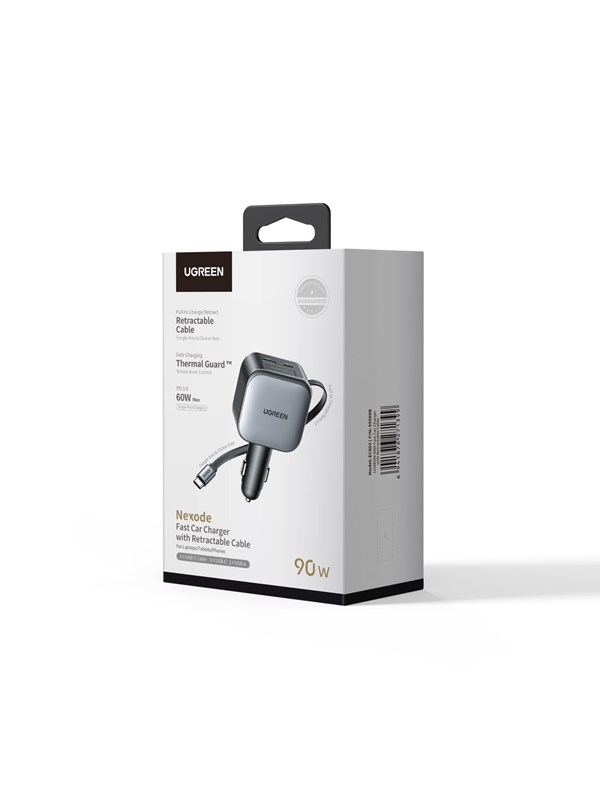 UGREEN 90 W Fast Car Charger with Retractable Cable