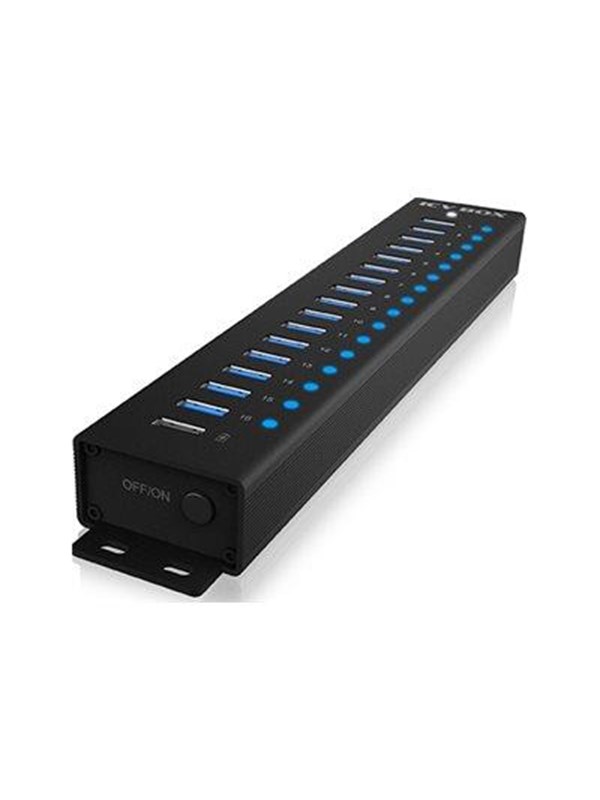 ICY BOX IB-HUB1717-U3 USB-hub - 17 porter - Svart