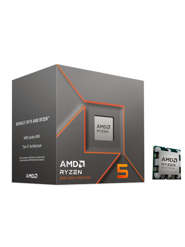 AMD Ryzen 5 8400F Wraith Stealth Prosessor/CPU - 6 kjerner - 4.2 GHz - AMD AM5 - AMD Boks (med kjøler)