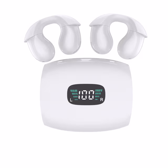 Beinledning trådløse øreplugger hodetelefoner Bluetooth 5.3 Hi-Fi Hvit
