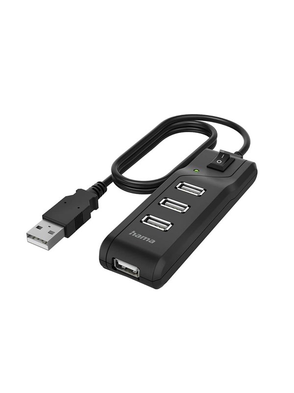 Hama USB Hub 4 Ports USB 2.0 480 Mbit/s On/Off Switch USB-hub - USB 3.2