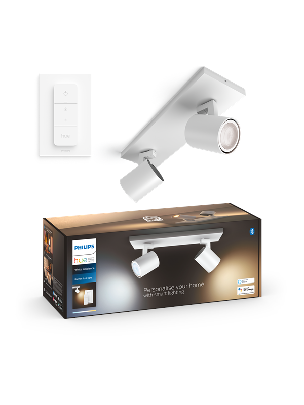 Philips Hue Runner Double Spotlight - Hvit - Med Dimmebryter