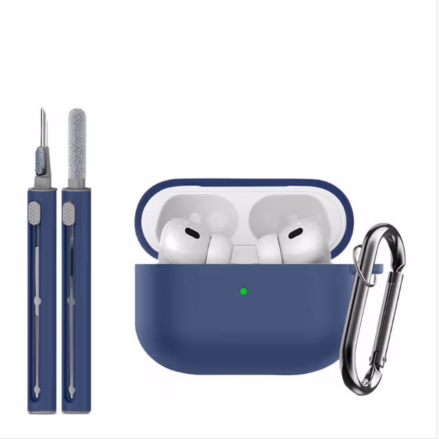 Silikonbeskyttelsesetui (3-delt sett) Kompatibelt med Apple AirPods Pro 3 Mørke blå